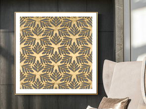 北歐現代簡約抽象金色葉子3D裝飾畫 高清設計素材與裝飾美學